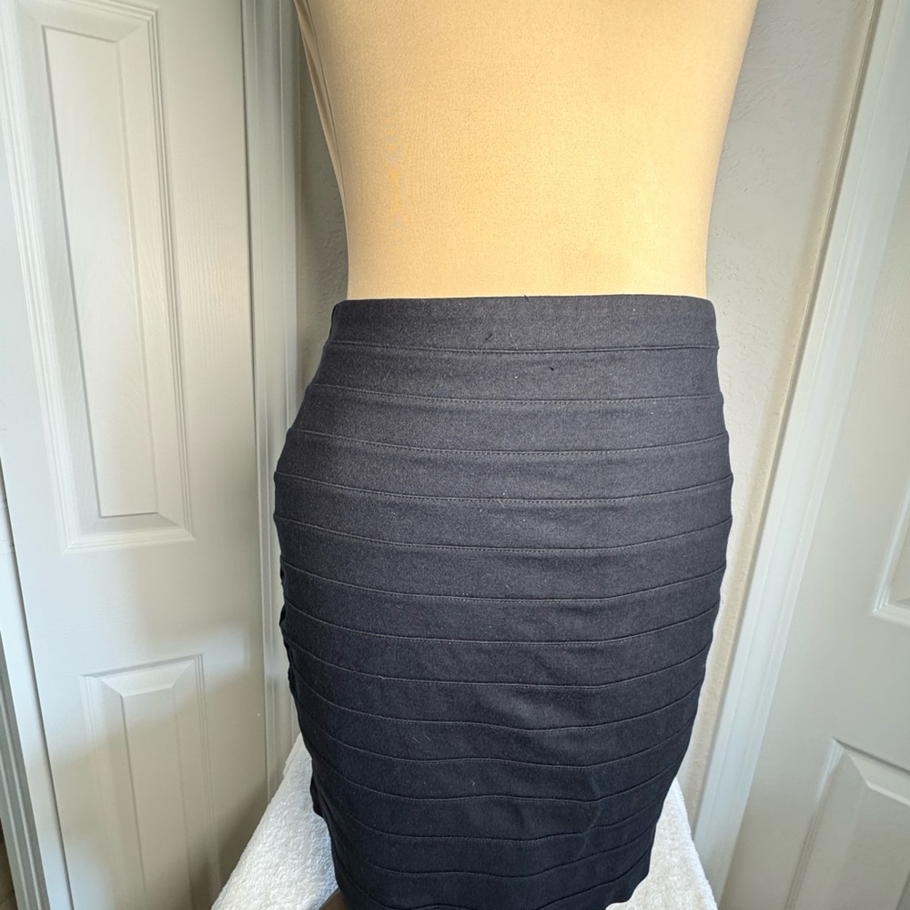 Express Black Ribbed Bandage Pencil Skirt